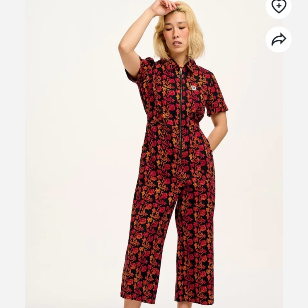 Lucy & Yak Floral Jumpsuit - Black and Red